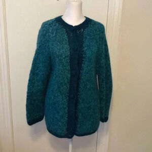 Vintage handmade in Italy blue button up sweater.  Size M